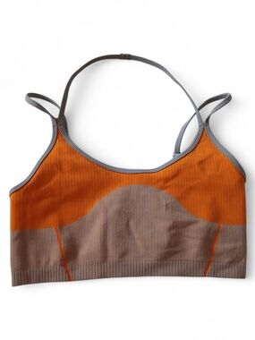 Color-Block Seamless Sports Bra in Orange and Gray